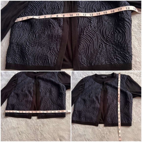 Lafayette 148 Wool Metallic Jacquard Knit Floral Cardigan Jacket Topper Medium - Picture 12 of 12